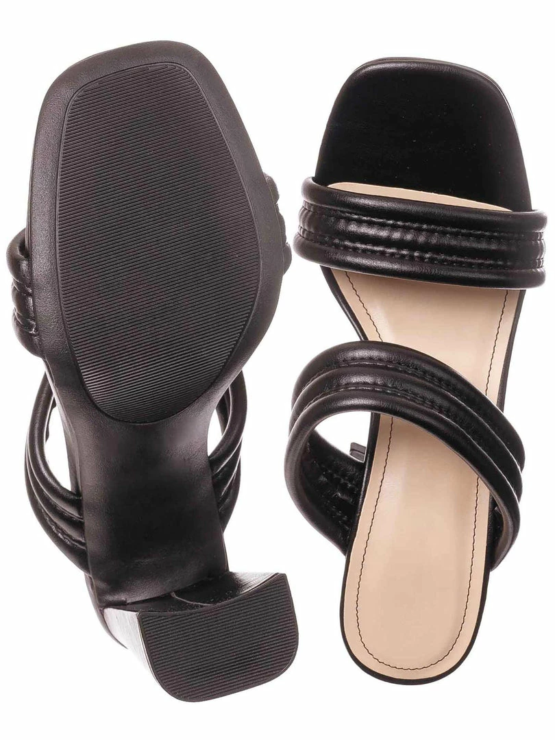 Bamboo Goalie01 Block Heel Puffy Slide Sandal - Women Quilted Dress Shoes New