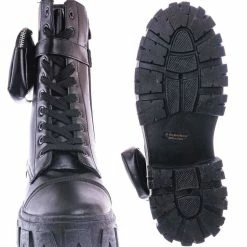 Bamboo New Staging09 Utilitarian Combat Biker Boots W Add On Purse Pocket Pouch