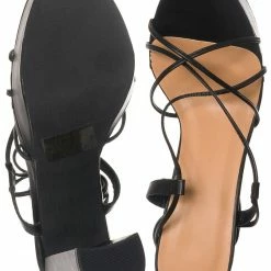 Top Moda Jane30 Lace Up Leg Wrap Sandal In Block Heel, Women Dress Shoes