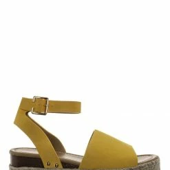 Bamboo New Sensational1 Strappy Espadrille Flatform - Jute Braid Platform Sandal