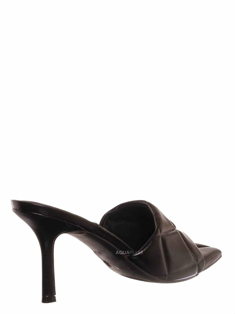 Bamboo New Zeal07 Puffy Quilted Slide-In Mule, Women High Heel Sandal