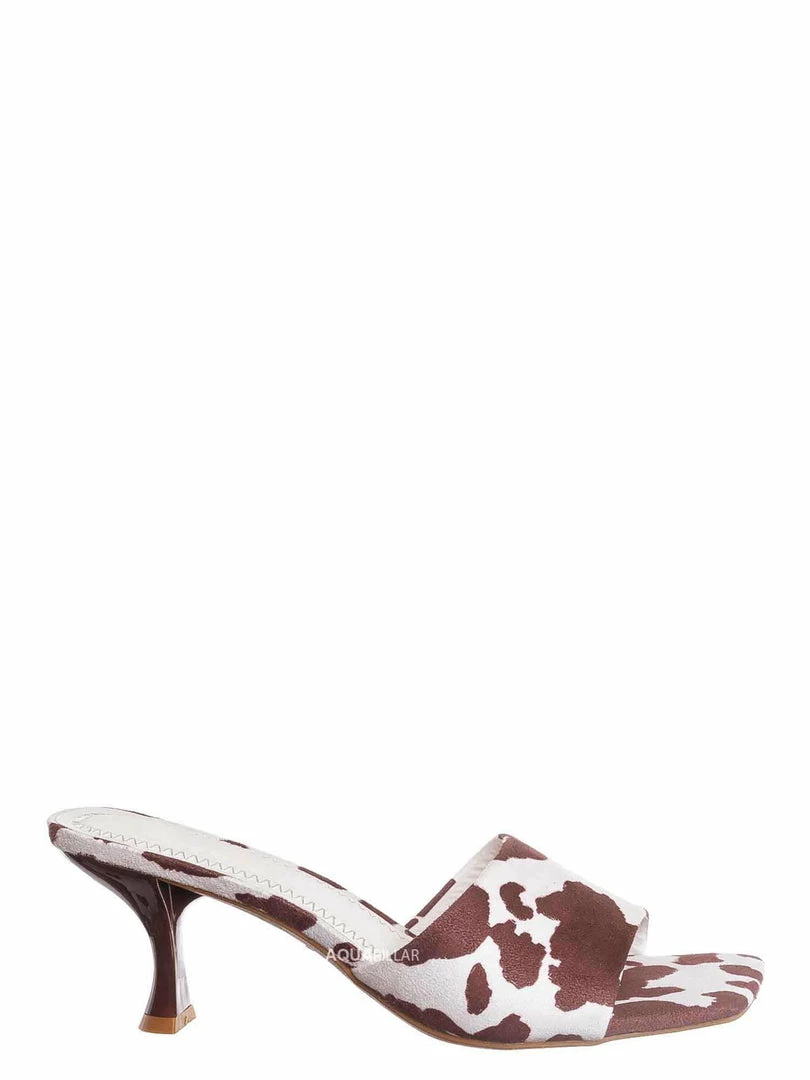 Anne Michelle Align03 Square Toe Slide In Mule - Women High Heel Slipper Cow Vinyl New