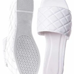 Bamboo New Purchase23 Quilted Flatform Slipper Mule - Platform Diamond Stitch Slide Sandals