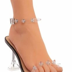 Anne Michelle Pleasure03 Clear Studded High Heel Women's Dress Sandal New