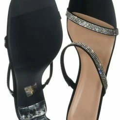 Delicious Facing Clear Heel Rhinestone Mules - Women Dress Slipper New