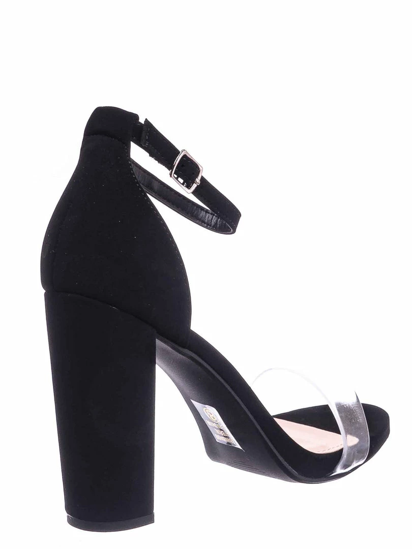 Delicious Share Block Heel Lucite Sandal - Women Chunky Open Toe W Transparent Strap