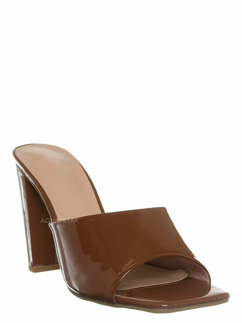 Top Moda Pita5 Block Heel Slip On Mule - Women Slide In Slipper Shoes