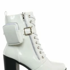 Forever Link Access39 Combat Bootie W Pouch - Women High Heel Ankle Boots New