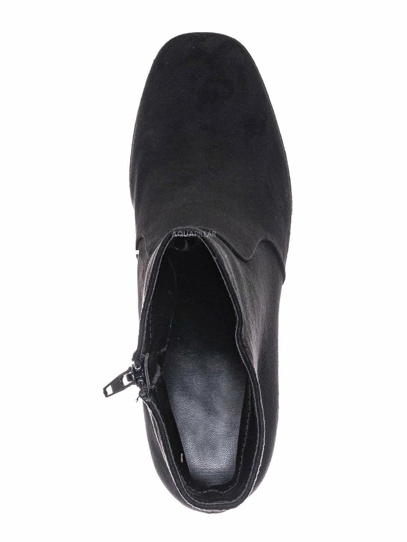 Bamboo Underlined01 Platform Block Heel Bootie - Women Croc & Suede Ankle Pump Boot New