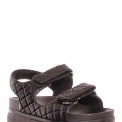 Bamboo Reiki03 Quilted Footbed Flatform Sandal - Women's Comfy Molded Shoe