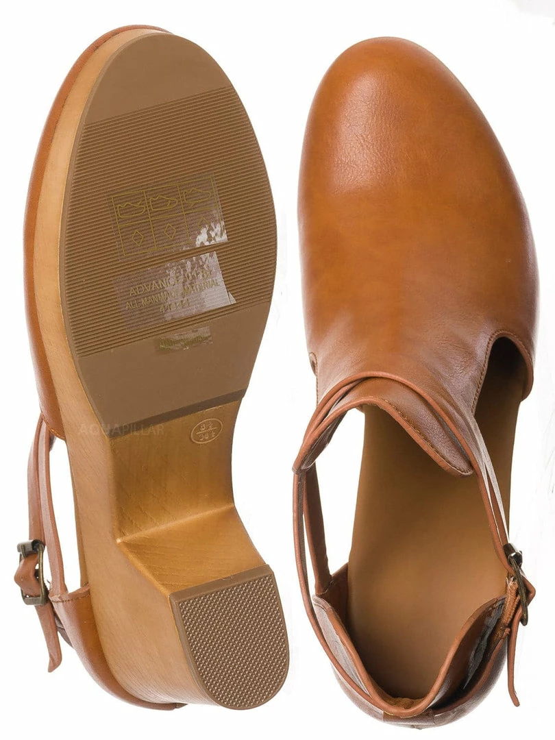 Bamboo Advance01 Belted Side Cut-Out Bootie Clog, Women Lightweight Wooden Shoes