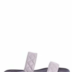 Bamboo Moonbeam65 Quilted Double Strap Slides - Summer Slip On Flat Slipper Sandal