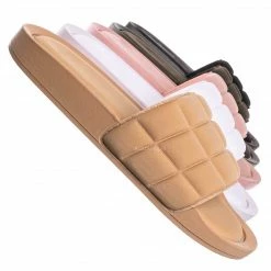 Forever Link New Comex16 Boho Quilted Padded Sandal - Women Slide Molded Footbed Slipper Sandal