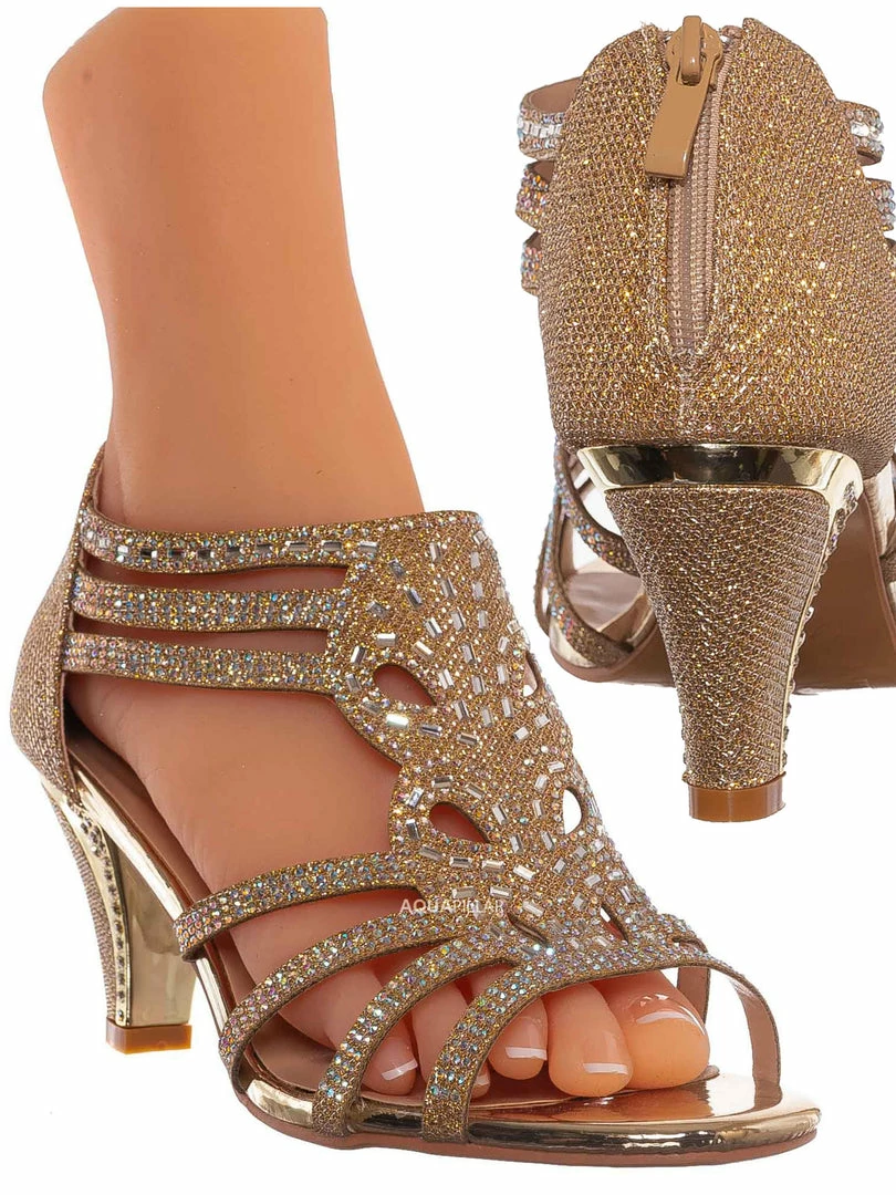 Forever Link Perform60 Rhinestone Crystal High Heel Sandal - Women Glitter Dress Shoes