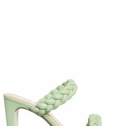 Soda Found Braided 3.5 Inch Block Heel Sandal - Women Thin Slide In Dress Mule