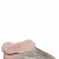 Liliana New Skylar1 Rhinestone Fur Lined Trimming Slipper - Women Winter Shoes