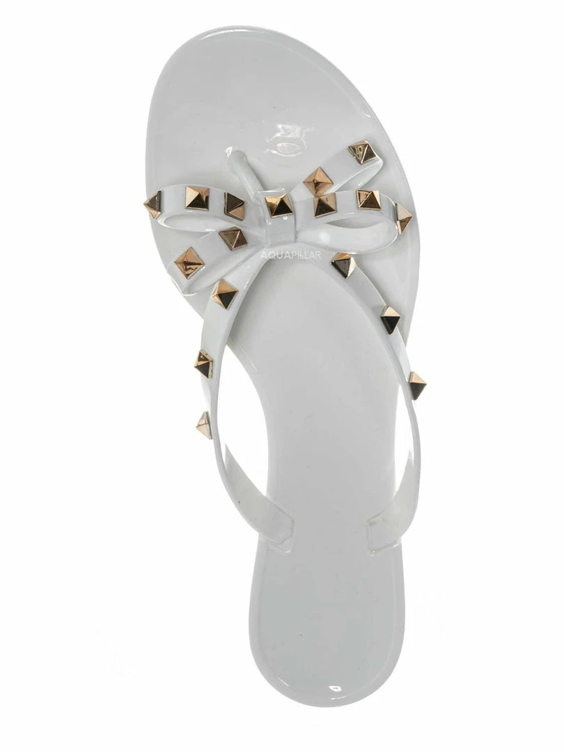 Bamboo New Studs01 Stud Jelly Slip On Slides - Beach Slipper W Metal Pyramid Stud