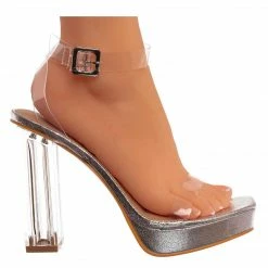 Glaze New Jalen2 Clear Acrylic High Heel Sandal W Lucite Strap