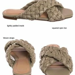 Bamboo Kick61 Thick Braided Woven Slides - Womens Open Squared Toe Slip On Mule Slipper New
