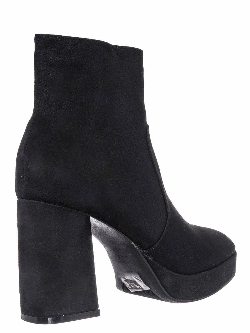 Bamboo Underlined01 Platform Block Heel Bootie - Women Croc & Suede Ankle Pump Boot New