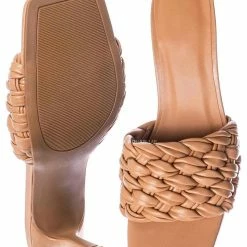 Bamboo Zeal08 High Heel Puffy Woven Mule - Women Stiletto Pillow Weave Sandal