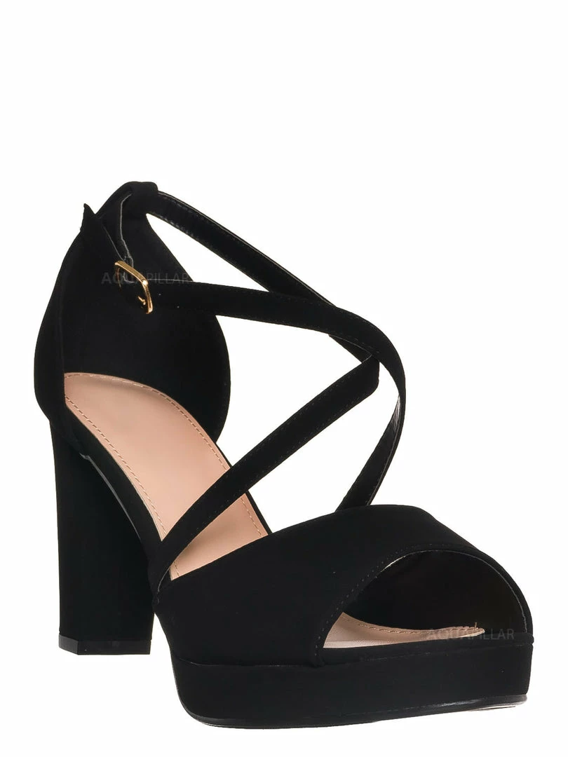 Top Moda Asia75 Cross Over Ankle Strap D'Orsay Pump - Women 3.5 Inch Block Heel Sandal