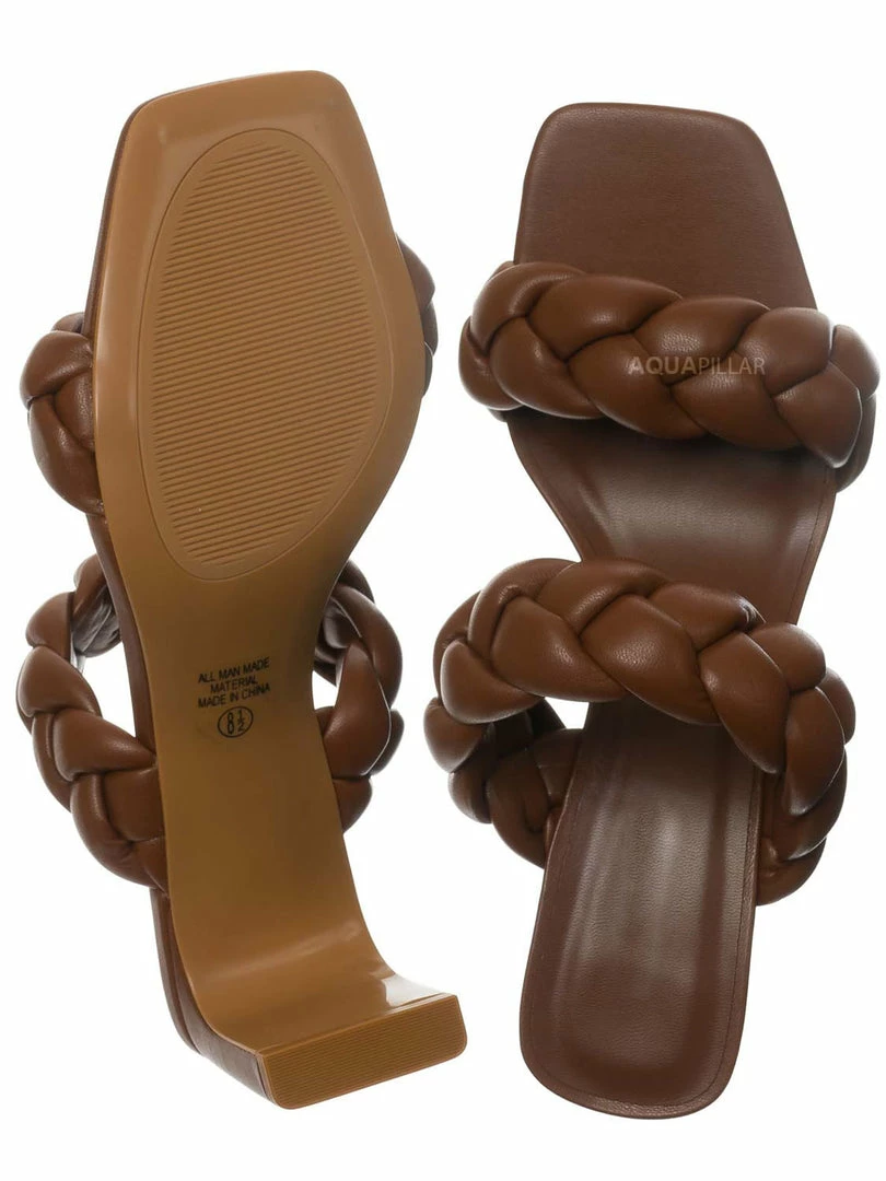 Soda Alto Block Heel Woven Slipper - Women Braided Sandal