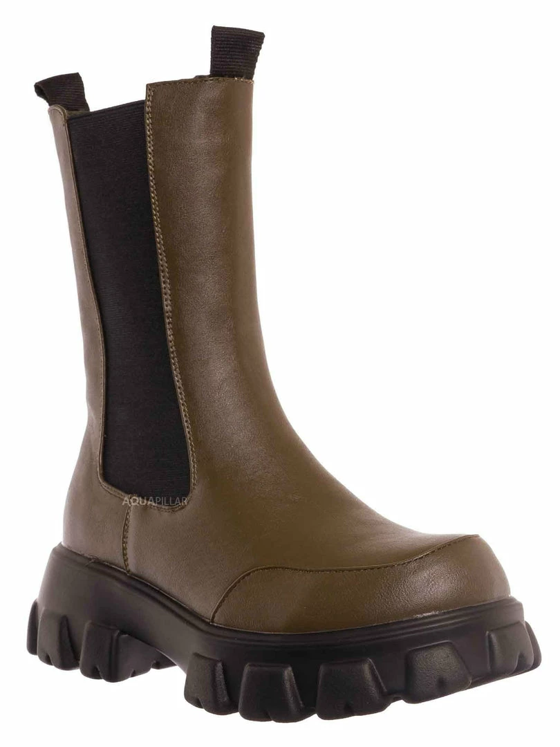 Bamboo New Tetris09 Calf High Chelsea Unisex Dress Boots