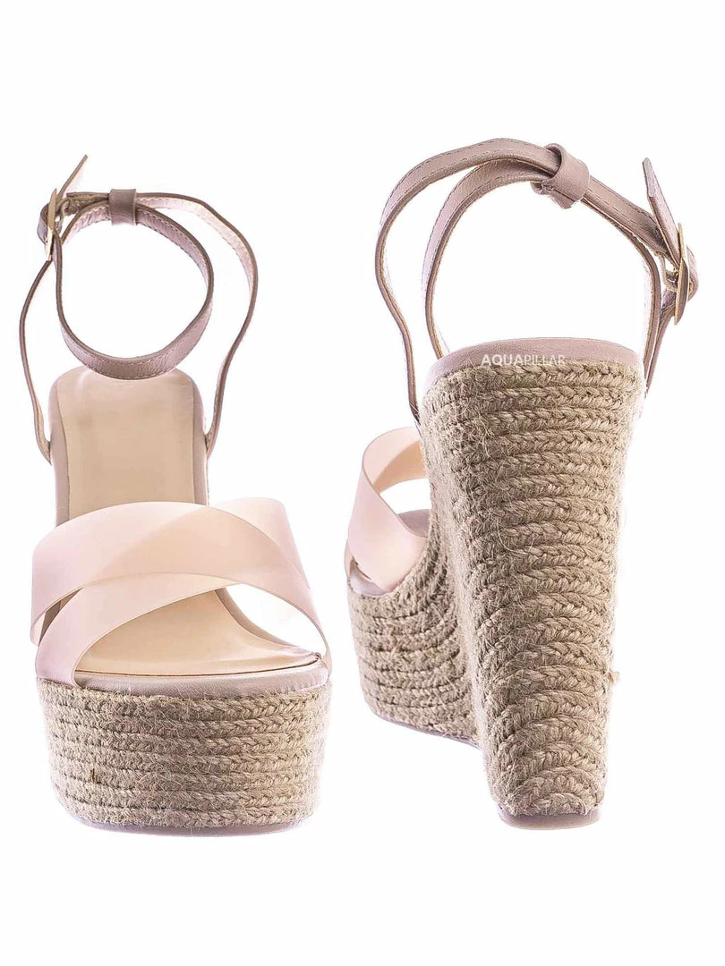 Bamboo New Chosen16 Clear Espadrille Platform Wedge Sandal - Women Lucite Clear Heels