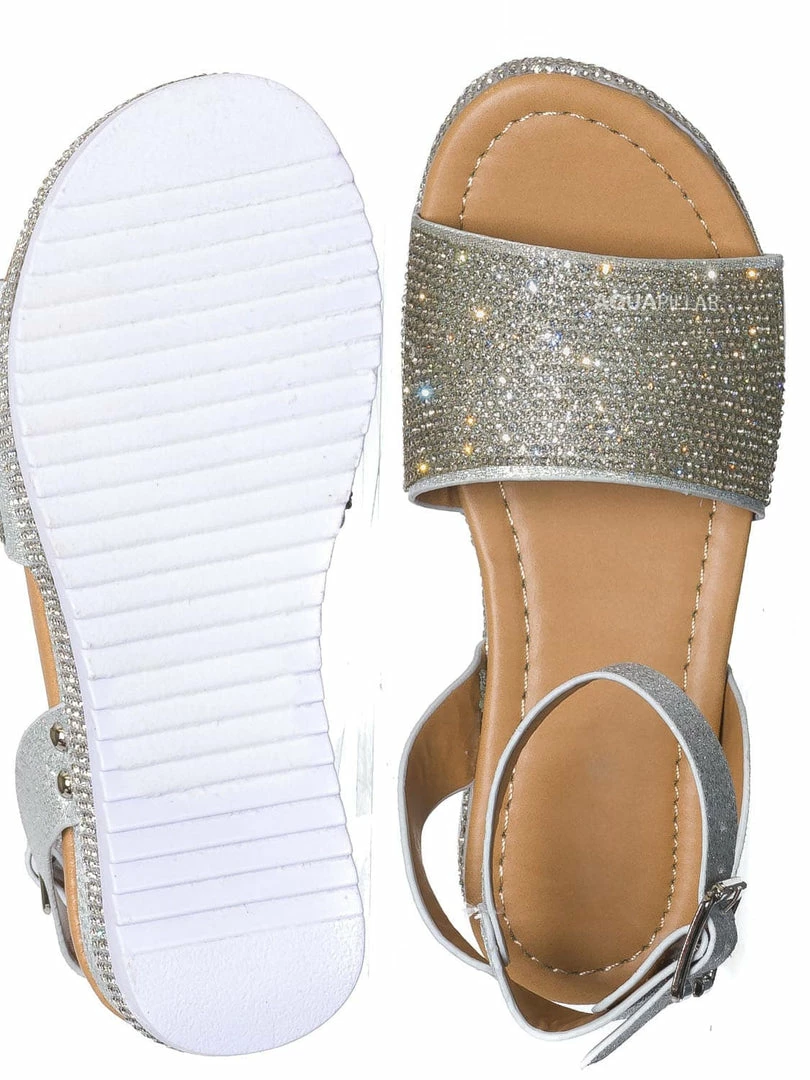 Forever Link New Luxury96K Kids Rhinestone Glitter Flatform Sandal - Little Girl Crystal Platform