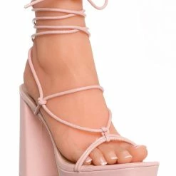 Wild Diva Dash01 Block Heel Leg Wrap Around Sandal, Women Dress Shoes