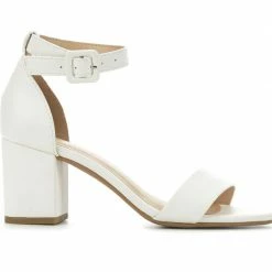 CityClassified Cake Minimalist Simple Chunky Block High Heel Dress Sandal W Ankle Strap