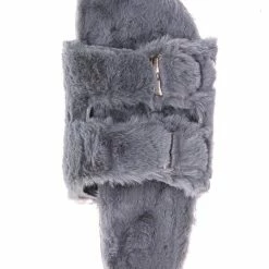 Bamboo New Defeat63 Faux Fur Molded Footbed Slipper - Furry Slide In Cork Slide Sandal