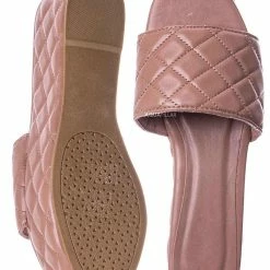 Bamboo New Purchase23 Quilted Flatform Slipper Mule - Platform Diamond Stitch Slide Sandals