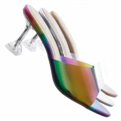 Bamboo New Water04 Clear High Heel Slip-On Mule, Womens Lucite Sandal