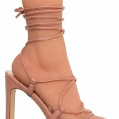 X2B Alaiya1 Leg Wrap Lace Up High Heel Sandal, Women Dress Shoes