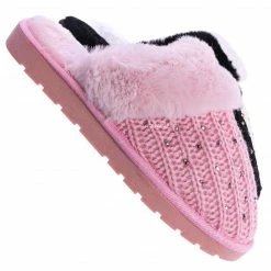 Bamboo Snuggle06 Furry Flatbed Sweater Moccasin Slipper -Women Knitted Fur Winter Slide New