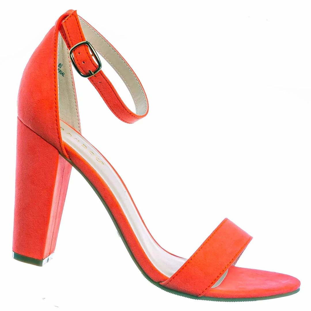 Bamboo New Mania03 Chunky Block High Heel Sandal - Open Toe Retro Ankle Strap Dress Shoes