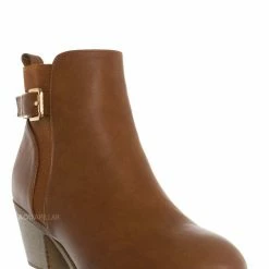 Top Moda Zandra59 Half Chelsea Ankle Bootie - Womens Belted Strap Boot New