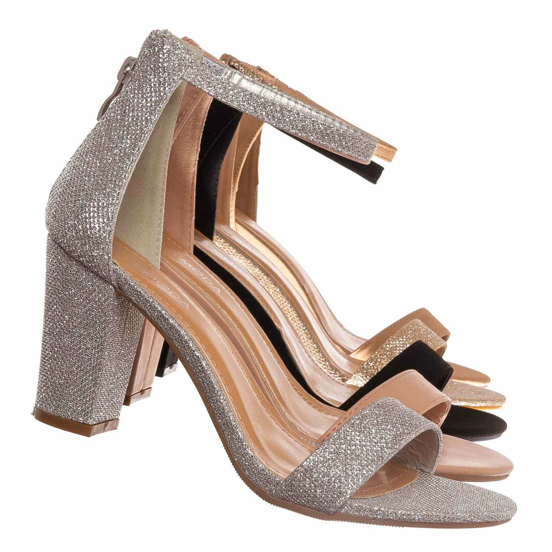 Top Moda Hannah1 Chunky Heel Two Piece Sandal - Women Evening Open Toe Dress Shoes New