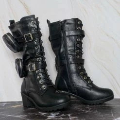 Forever Link Pacific34K Children's Block Heel Utility Combat Boot New