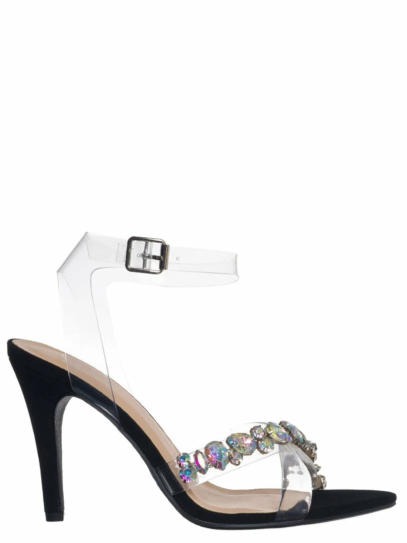 Delicious Danish Rhinestone Crystal Lucite Clear Sandal, Women Vinyl Shoes New