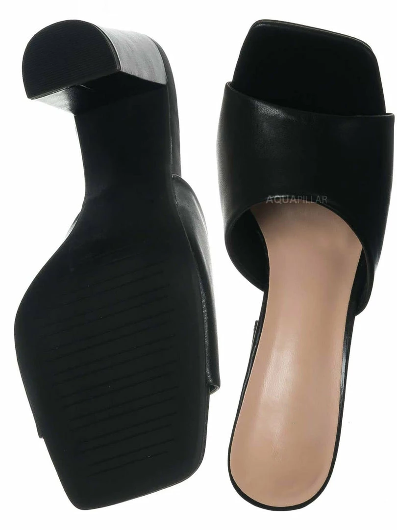 Top Moda Pita5 Block Heel Slip On Mule - Women Slide In Slipper Shoes