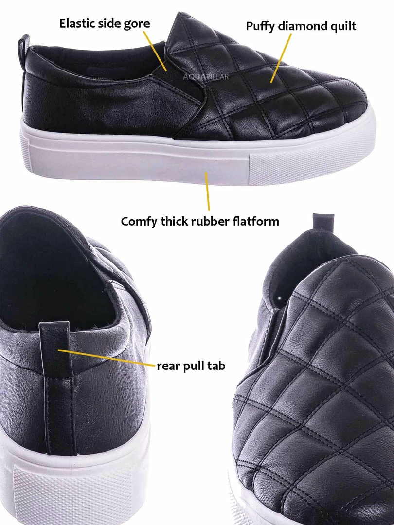 Bamboo New Story02 Flatform Quilted Sneaker -Women Matelassé Slip On Sporty Platform Loafer