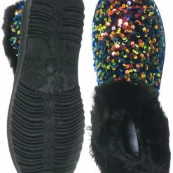 Bamboo Annie51 Shearling Sequins Slipper - Women Faux Fur Lined Bootie New