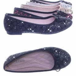 Forever Link New Karra46 Children Girls Fancy Round Toe Ballet Flat W Criss Cross Glitter
