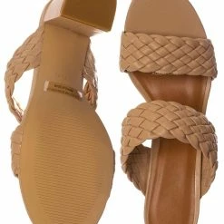 X2B Meg1 Block Heel Braided Mule, Women's Chunky Slide Sandal