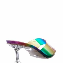 Bamboo New Water04 Clear High Heel Slip-On Mule, Womens Lucite Sandal