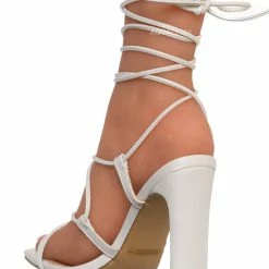 X2B Alaiya1 Leg Wrap Lace Up High Heel Sandal, Women Dress Shoes