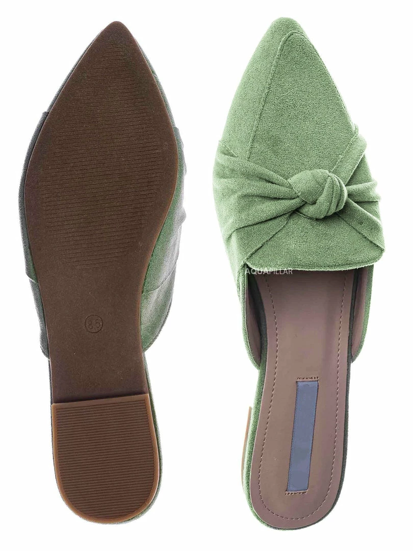 Forever Link Mules11 Knotted Pointed Toe Slides - Women's Slide In Close Toe Slipper New